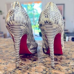 Christian Louboutin stacked snakeskin 4.5 heels
